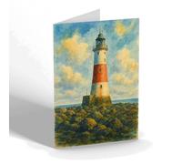 GREETING CARD - Beachy Head Lighthouse, Eastbourne (b) - Vintage Art Style