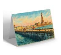 GREETING CARD - Blackpool from the North Pier - Vintage Art Style