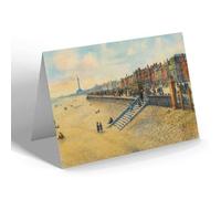 GREETING CARD - Blackpool. Promenade & Sands, Looking North - Vintage Art Style