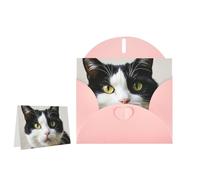 Greeting Card Blank Note Cards with Envelope Folded Message Keepsake Design | Black And White Cats Wish Card Occasion Cards Personal Message Space For Birthday Wedding Anniversary Thank You