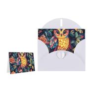 Greeting Card Blank Note Cards with Envelope Folded Message Keepsake Design | Color Owl Pattern Wish Card Occasion Cards Personal Message Space For Birthday Wedding Anniversary Thank You