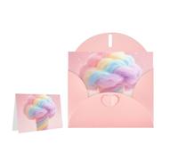 Greeting Card Blank Note Cards with Envelope Folded Message Keepsake Design | Cotton Candy Wish Card Occasion Cards Personal Message Space For Birthday Wedding Anniversary Thank You