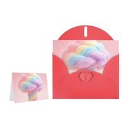 Greeting Card Blank Note Cards with Envelope Folded Message Keepsake Design | Cotton Candy Wish Card Occasion Cards Personal Message Space For Birthday Wedding Anniversary Thank You