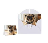 Greeting Card Blank Note Cards with Envelope Folded Message Keepsake Design | Cute Pet Pug Wish Card Occasion Cards Personal Message Space For Birthday Wedding Anniversary Thank You