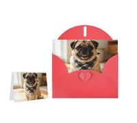Greeting Card Blank Note Cards with Envelope Folded Message Keepsake Design | Cute Pet Pug Wish Card Occasion Cards Personal Message Space For Birthday Wedding Anniversary Thank You