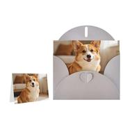 Greeting Card Blank Note Cards with Envelope Folded Message Keepsake Design | Dog Corgi Wish Card Occasion Cards Personal Message Space For Birthday Wedding Anniversary Thank You