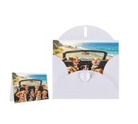 Greeting Card Blank Note Cards with Envelope Folded Message Keepsake Design | Dogs In Cars Wish Card Occasion Cards Personal Message Space For Birthday Wedding Anniversary Thank You