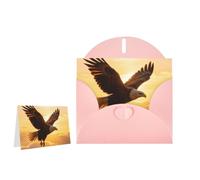 Greeting Card Blank Note Cards with Envelope Folded Message Keepsake Design | Eagle Soaring Through The Sky Wish Card Occasion Cards Personal Message Space For Birthday Wedding Anniversary Thank You