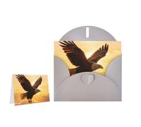Greeting Card Blank Note Cards with Envelope Folded Message Keepsake Design | Eagle Soaring Through The Sky Wish Card Occasion Cards Personal Message Space For Birthday Wedding Anniversary Thank You