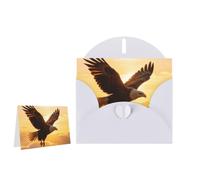 Greeting Card Blank Note Cards with Envelope Folded Message Keepsake Design | Eagle Soaring Through The Sky Wish Card Occasion Cards Personal Message Space For Birthday Wedding Anniversary Thank You