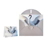 Greeting Card Blank Note Cards with Envelope Folded Message Keepsake Design | Red-Crowned Cranes Dancing Wish Card Occasion Cards Personal Message Space For Birthday Wedding Anniversary Thank You