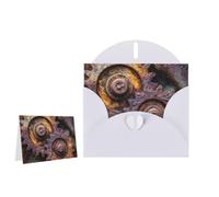 Greeting Card Blank Note Cards with Envelope Folded Message Keepsake Design | Rusted Metal Gears Wish Card Occasion Cards Personal Message Space For Birthday Wedding Anniversary Thank You