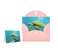 Greeting Card Blank Note Cards with Envelope Folded Message Keepsake Design | Sea Turtle Swimming Wish Card Occasion Cards Personal Message Space For Birthday Wedding Anniversary Thank You