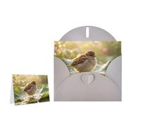 Greeting Card Blank Note Cards with Envelope Folded Message Keepsake Design | Sparrow Taking A Bath Wish Card Occasion Cards Personal Message Space For Birthday Wedding Anniversary Thank You