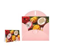 Greeting Card Blank Note Cards with Envelope Folded Message Keepsake Design | Tropical Fruits And Flowers Wish Card Occasion Cards Personal Message Space For Birthday Wedding Anniversary Thank You