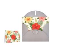Greeting Card Blank Note Cards with Envelope Folded Message Keepsake Design | Tropical Hibiscus Flowers Wish Card Occasion Cards Personal Message Space For Birthday Wedding Anniversary Thank You