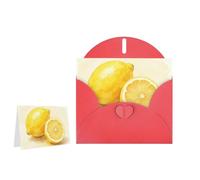 Greeting Card Blank Note Cards with Envelope Folded Message Keepsake Design | Watercolor Lemon Fruit Wish Card Occasion Cards Personal Message Space For Birthday Wedding Anniversary Thank You