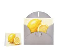 Greeting Card Blank Note Cards with Envelope Folded Message Keepsake Design | Watercolor Lemon Fruit Wish Card Occasion Cards Personal Message Space For Birthday Wedding Anniversary Thank You