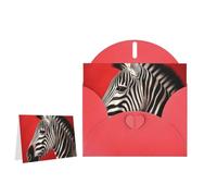 Greeting Card Blank Note Cards with Envelope Folded Message Keepsake Design | Zebra Red Wish Card Occasion Cards Personal Message Space For Birthday Wedding Anniversary Thank You