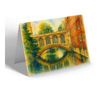 GREETING CARD - Bridge Of Sighs, Cambridge - Vintage Art Style