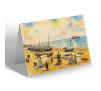 GREETING CARD - Brighton. The Beach & Palace Pier - Vintage Art Style