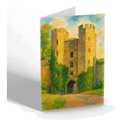 GREETING CARD - Castle Gateway, Warwick - Vintage Art Style