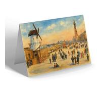 GREETING CARD - Central Promenade, Blackpool (c) - Vintage Art Style