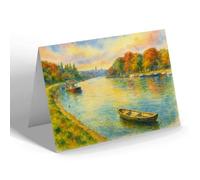 GREETING CARD - Chester. River Dee & Suspension Bridge - Vintage Art Style