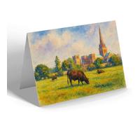 GREETING CARD - Chichester Cathedral. from the South-West - Vintage Art Style