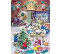 Greeting Card Christmas Eve Rabbits Traditional Advent Calendar - A5 Xmas Calendar Card, Multicolor