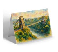 GREETING CARD - Clifton Suspension Bridge, Bristol (b) - Vintage Art Style