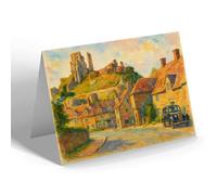 GREETING CARD - Corfe Castle (a) - Vintage Art Style