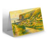 GREETING CARD - Crackington Haven from Milldall Hill - Vintage Art Style