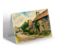 GREETING CARD - David Lloyd George's Early Home Llanystumdwy - Vintage Art Style