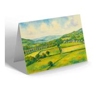 GREETING CARD - Dee Valley from Cefn Bank, Cefn Mawr - Vintage Art Style