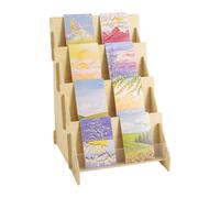 Greeting Card Display Stand, 4 Tier Wooden Retail Display Stand, Wooden Multipurpose Brochure Holder Stand, Portable Display Stands for Birthday Card, Bookmarks, Fairs, Markets, Craft Trade Shows