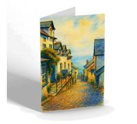 GREETING CARD - Down-Along, Clovelly - Vintage Art Style