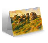 GREETING CARD - Druids Castle, Brimham Rocks - Vintage Art Style