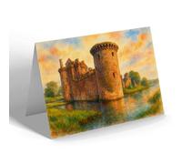 GREETING CARD - Dumfries. Caerlaverock Castle - Vintage Art Style