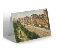 GREETING CARD - Edinburgh Princes St W from Scott's Monument - Vintage Art Style
