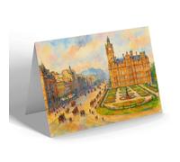 GREETING CARD - Edinburgh Princes Street from Scott Monument - Vintage Art Style