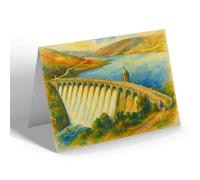 GREETING CARD - Elan Valley, Craigh Goch Dam, Rhayader - Vintage Art Style
