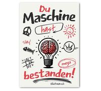 Greeting Card Exam Passed Funny - Comic Style Card "Du Maschine hast bestanden!" | Funny Graduation Card, Driving Licence, Training, Study, Exam | A5 Large with Envelope