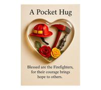 Greeting Card - Fire Brigade Themed Inspired Heart Pendant Card Compact Size | Family Birthday Tree Easter Door Home Office Backpack Parties Thanksgiving