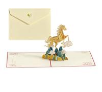 Greeting Card for New Year and Winter Holidays | Lunar New Year and Spring Home Decoration - Horse Year Decorations, Party Wedding Wishes Friends F
