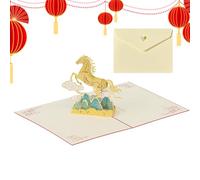Greeting Card for the New Year | Collectible as a Keepsake for Chinese Spring Festival - Moon New Year Card for the Year of the Horse, for Christmas, Wedding, Blessing Wishes Parents, Spouse