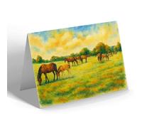 GREETING CARD - Forest Ponies, Picket Post (b) - Vintage Art Style