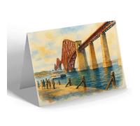 GREETING CARD - Forth Bridge Completed March 1890, Edinburgh - Vintage Art Style