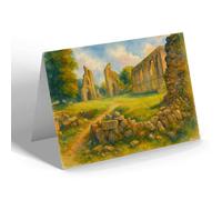 GREETING CARD - Glastonbury Abbey Ruins, Nave Looking East - Vintage Art Style