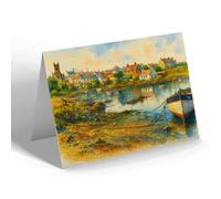 GREETING CARD - Groomsport from the Harbour, Co Down, NI - Vintage Art Style